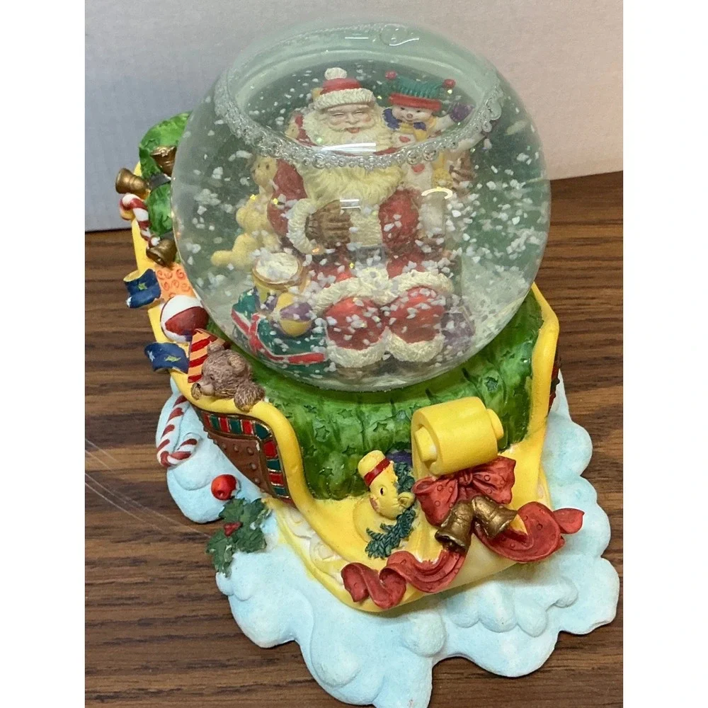 The Trimmerry Vintage Santa Sleigh Water Globe Hand Painted Christmas Decor